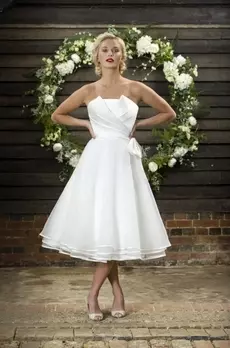 Bardot tea sale length wedding dress